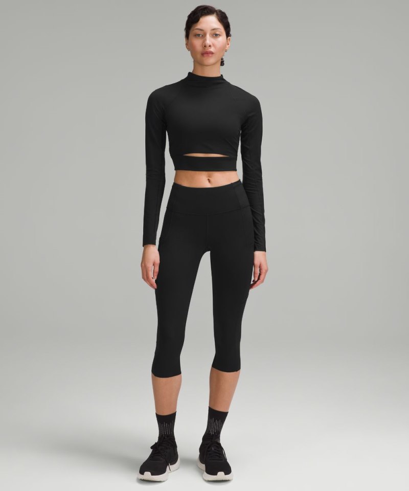 Lululemon Fast and Free High-Rise Crop 19" Black Online Outlet Sale