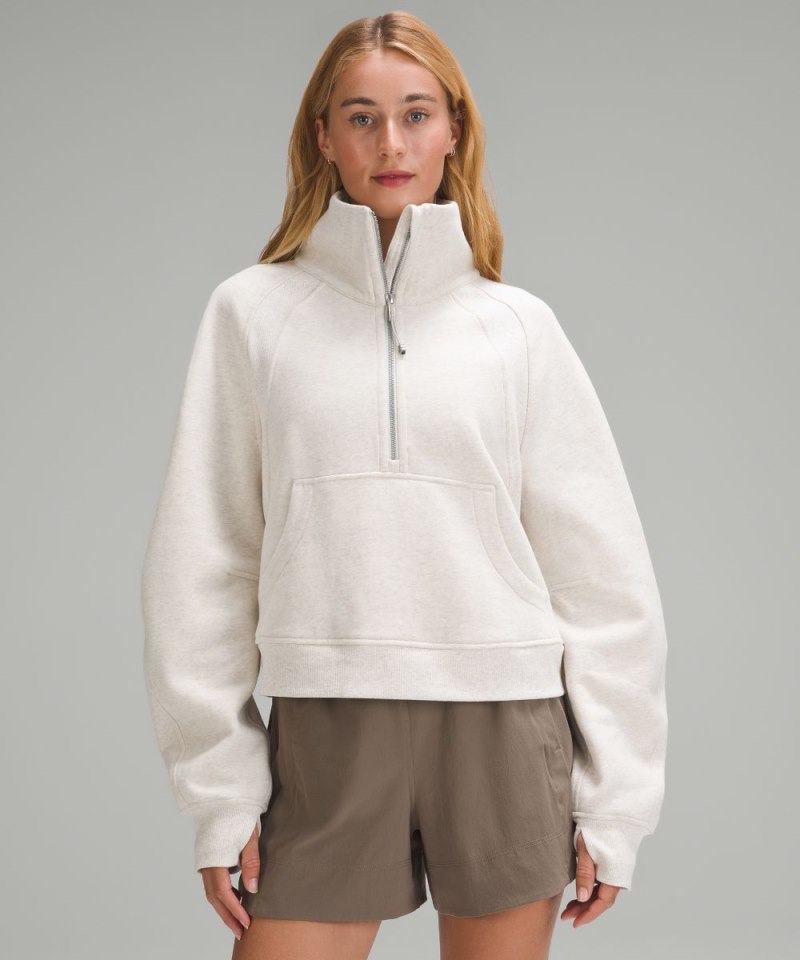 Lululemon Scuba Oversized Funnel-Neck Half Zip Heathered Bone Online Outlet Sale