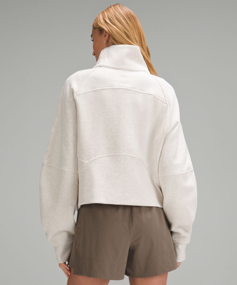Lululemon Scuba Oversized Funnel-Neck Half Zip Heathered Bone Online Outlet Sale