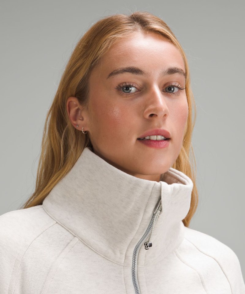 Lululemon Scuba Oversized Funnel-Neck Half Zip Heathered Bone Online Outlet Sale