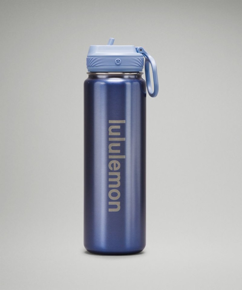 Lululemon Back to Life Sport Bottle 24oz *Straw Lid Blue Linen Online Outlet Sale