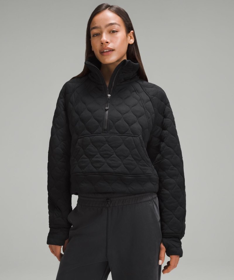 Lululemon Scuba Oversized Quilted Half Zip Black Online Outlet Sale