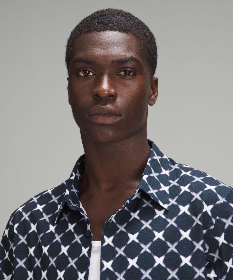 Lululemon Airing Easy Short-Sleeve Shirt Cross Check True Navy Multi Online Outlet Sale