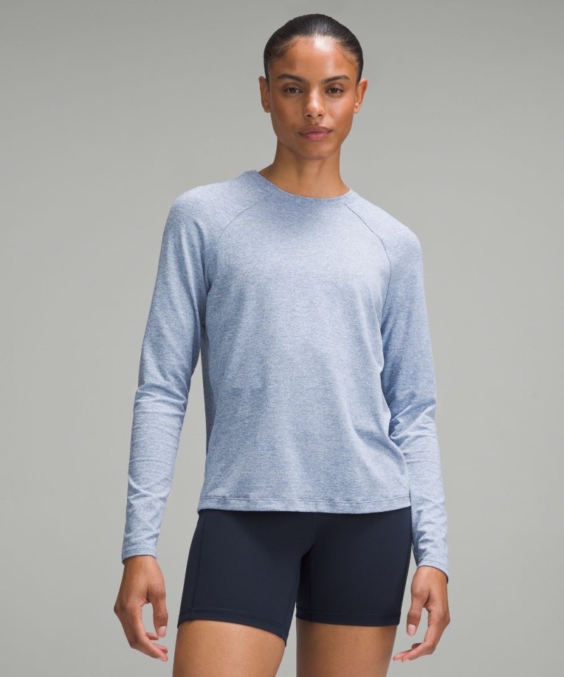 Lululemon License to Train Classic-Fit Long-Sleeve Shirt Heathered Oasis Blue Online Outlet Sale