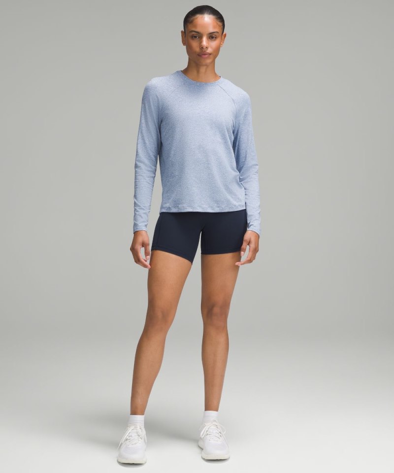 Lululemon License to Train Classic-Fit Long-Sleeve Shirt Heathered Oasis Blue Online Outlet Sale