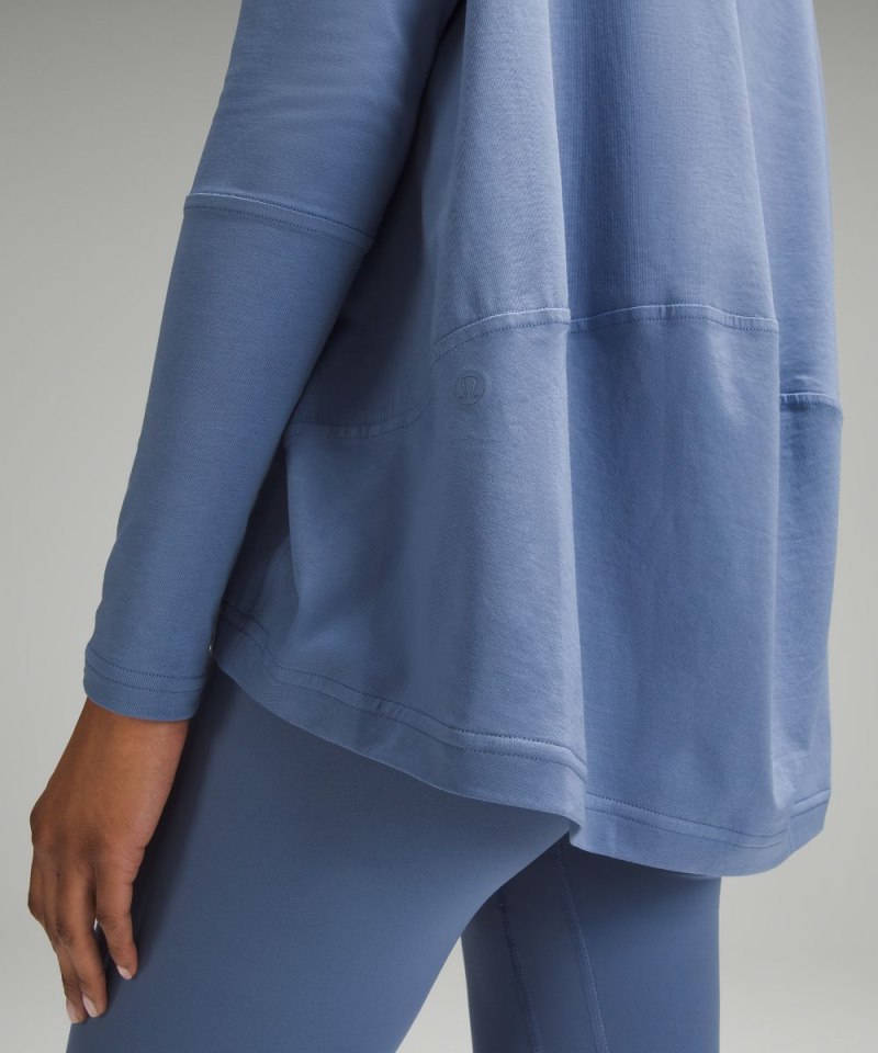 Lululemon Back In Action V-Neck Long-Sleeve Shirt Oasis Blue Online Outlet Sale
