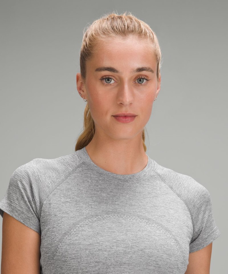 Lululemon Swiftly Tech Cropped Short-Sleeve Shirt 2.0 Slate / White Online Outlet Sale