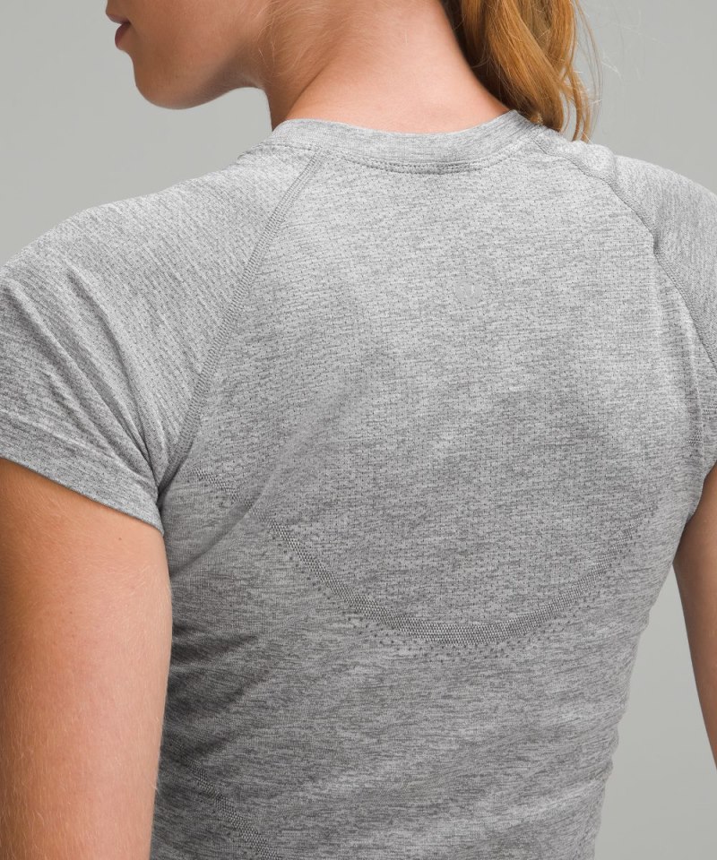 Lululemon Swiftly Tech Cropped Short-Sleeve Shirt 2.0 Slate / White Online Outlet Sale