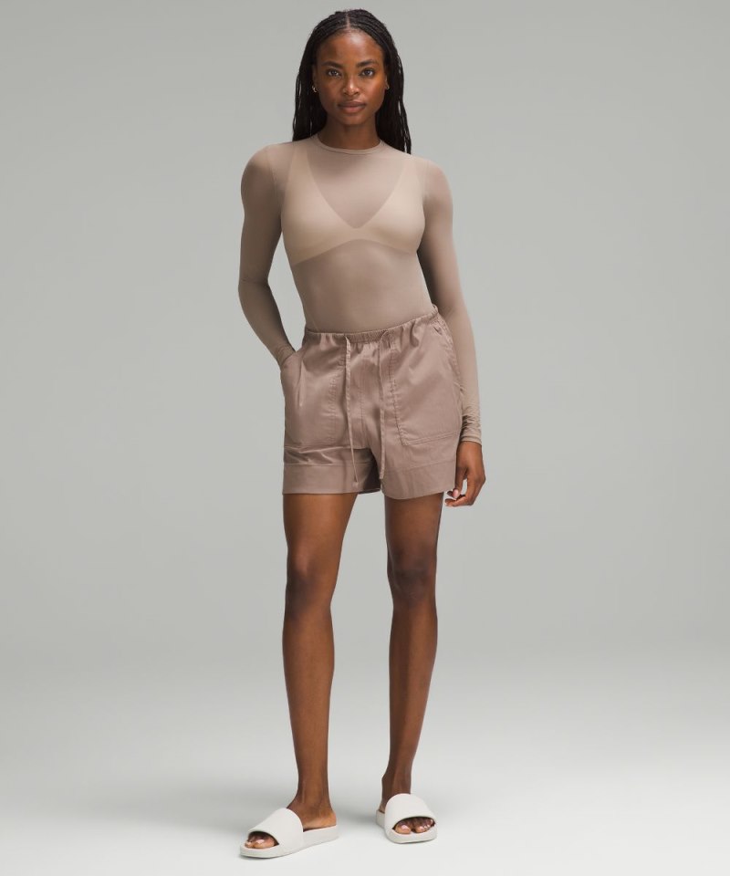 Lululemon Nulu Mesh Long-Sleeve Crewneck Bodysuit Taupetastic Online Outlet Sale