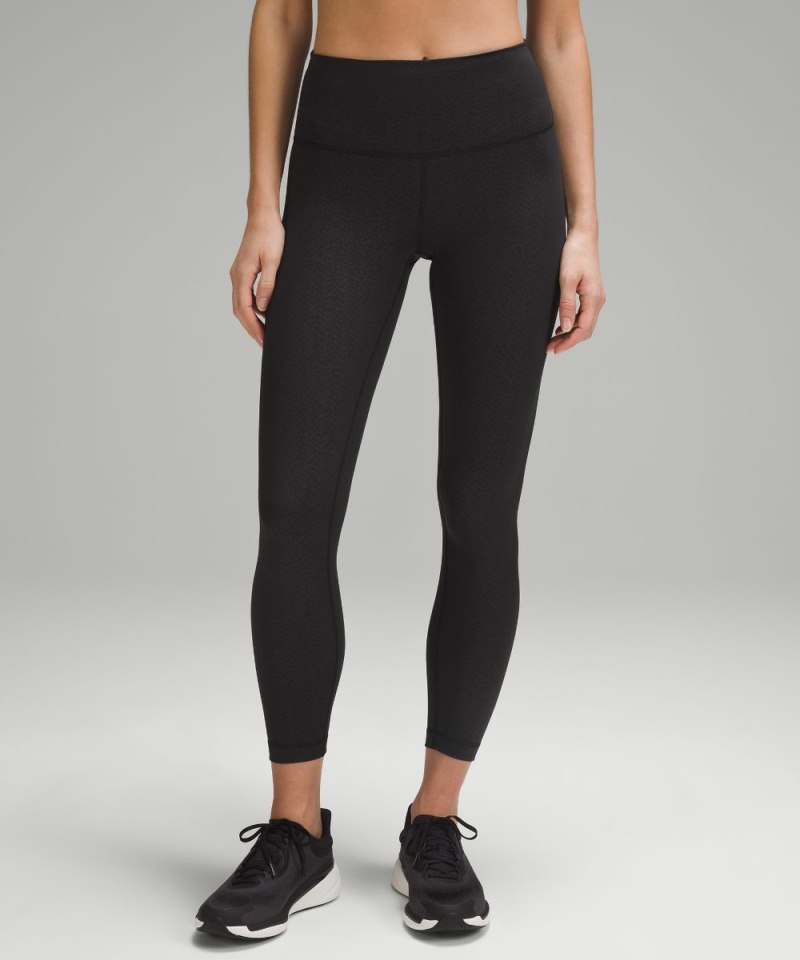 Lululemon Wunder Train High-Rise Tight 25" Distressed Twill Emboss Black Online Outlet Sale