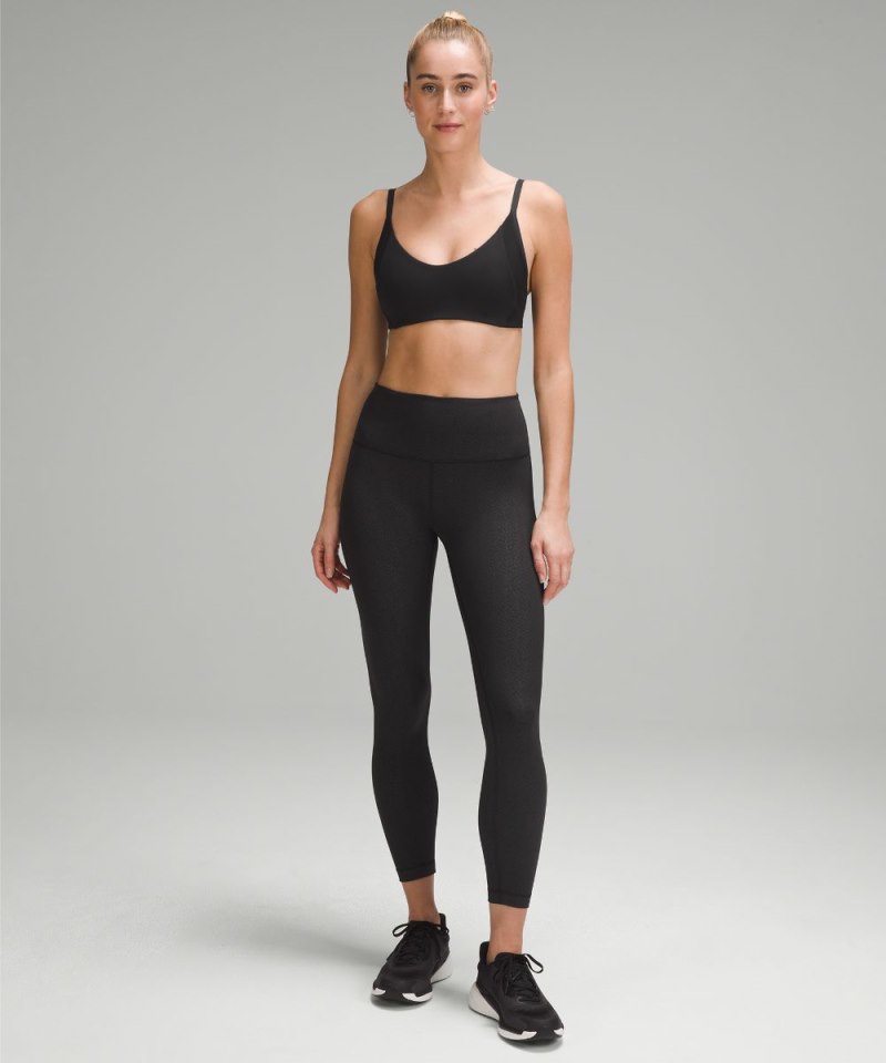 Lululemon Wunder Train High-Rise Tight 25" Distressed Twill Emboss Black Online Outlet Sale