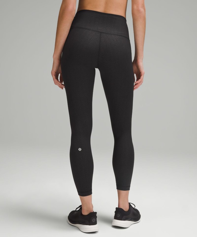 Lululemon Wunder Train High-Rise Tight 25" Distressed Twill Emboss Black Online Outlet Sale
