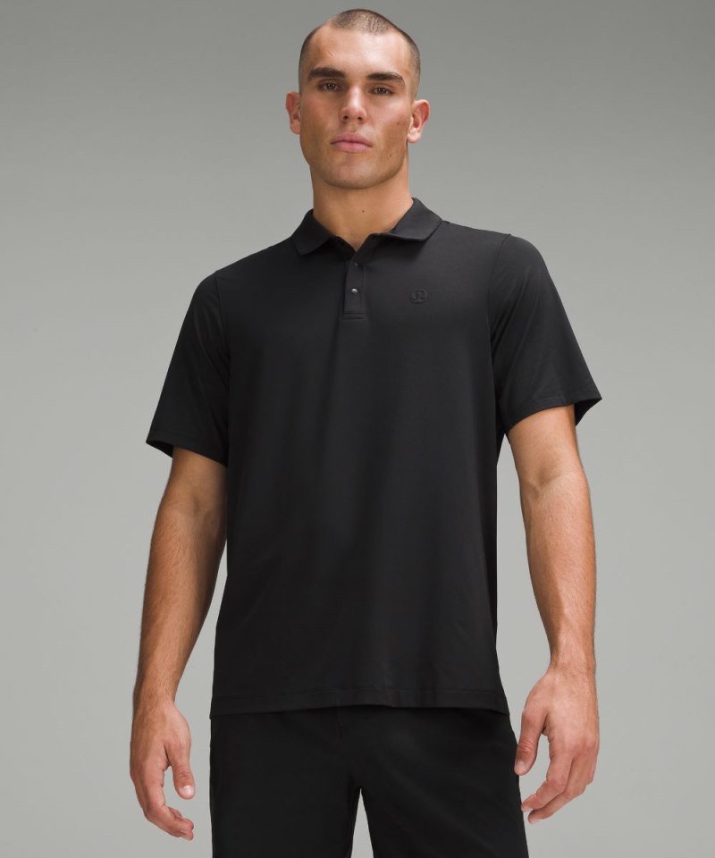 Lululemon Logo Sport Polo Short Sleeve Black Online Outlet Sale