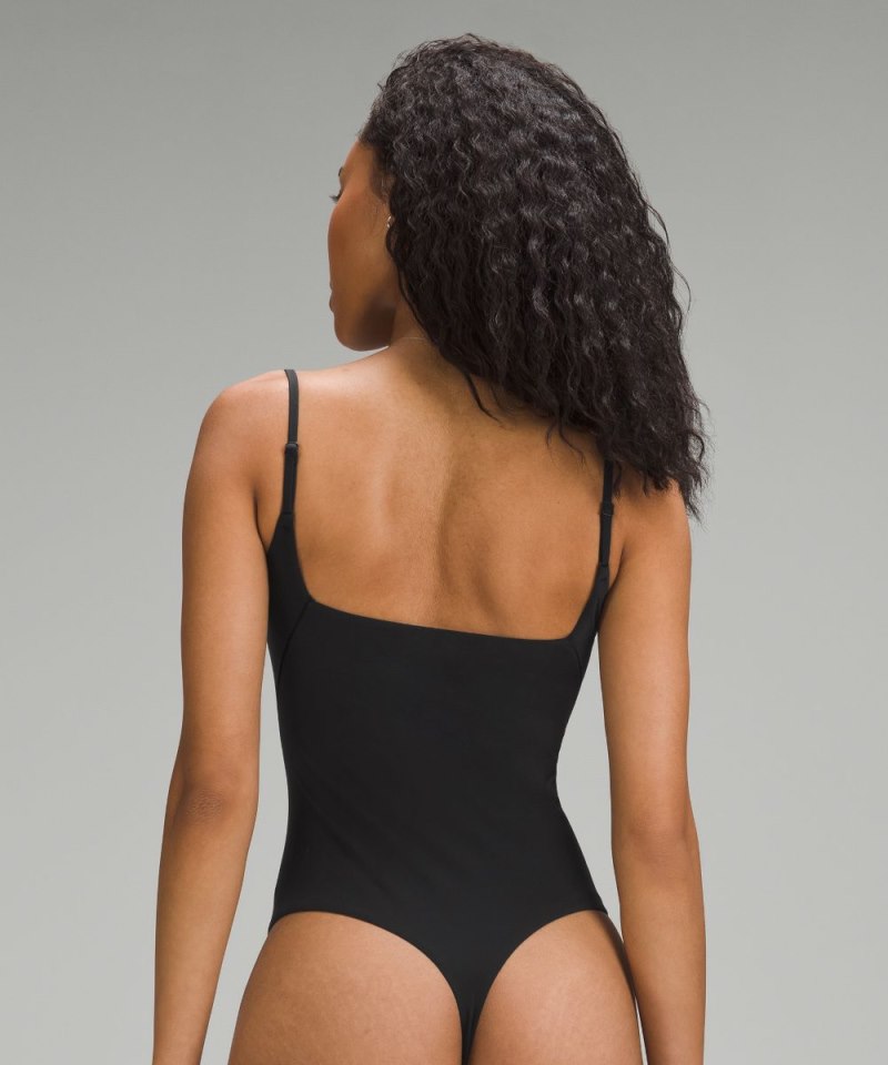 Lululemon Wundermost Ultra-Soft Nulu Square-Neck Spaghetti-Strap Bodysuit Black Online Outlet Sale
