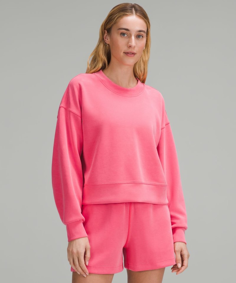 Lululemon Softstreme Perfectly Oversized Cropped Crew Glaze Pink Online Outlet Sale