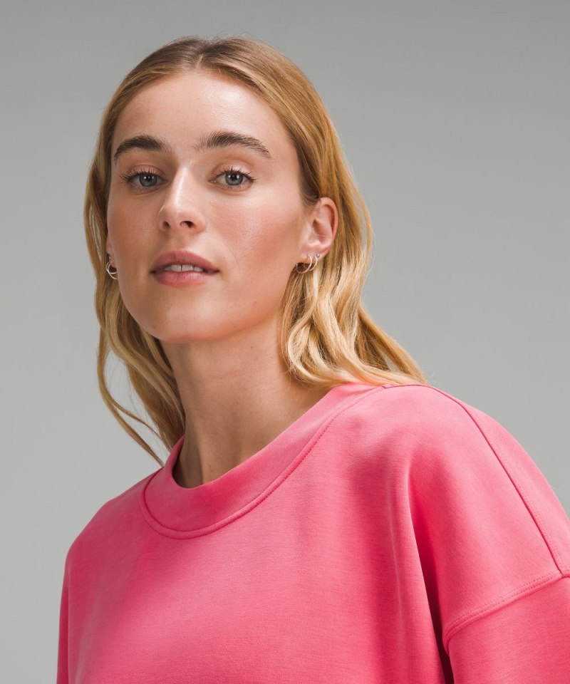 Lululemon Softstreme Perfectly Oversized Cropped Crew Glaze Pink Online Outlet Sale