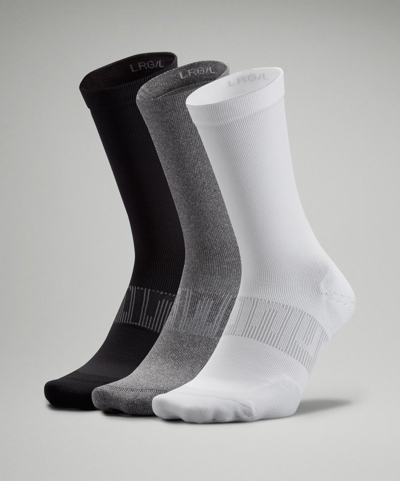 Lululemon Men's Power Stride Crew Socks *3 Pack White / Heather Grey / Black Online Outlet Sale