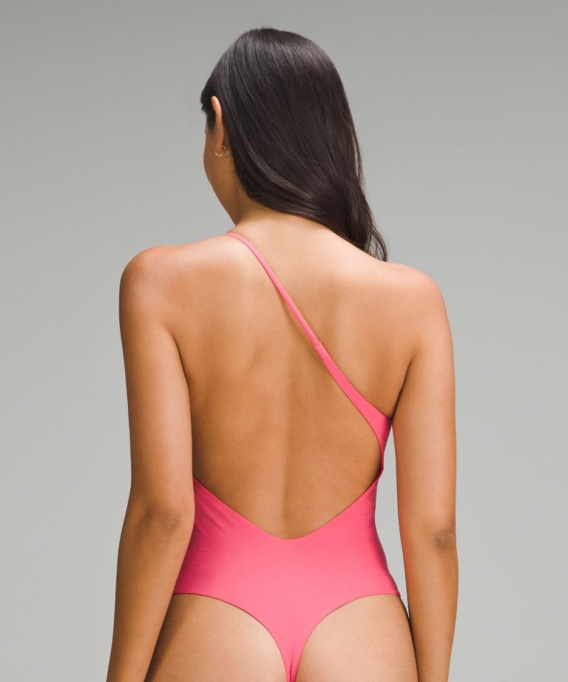 Lululemon Wundermost Ultra-Soft Nulu One-Shoulder Spaghetti-Strap Bodysuit Glaze Pink Online Outlet Sale