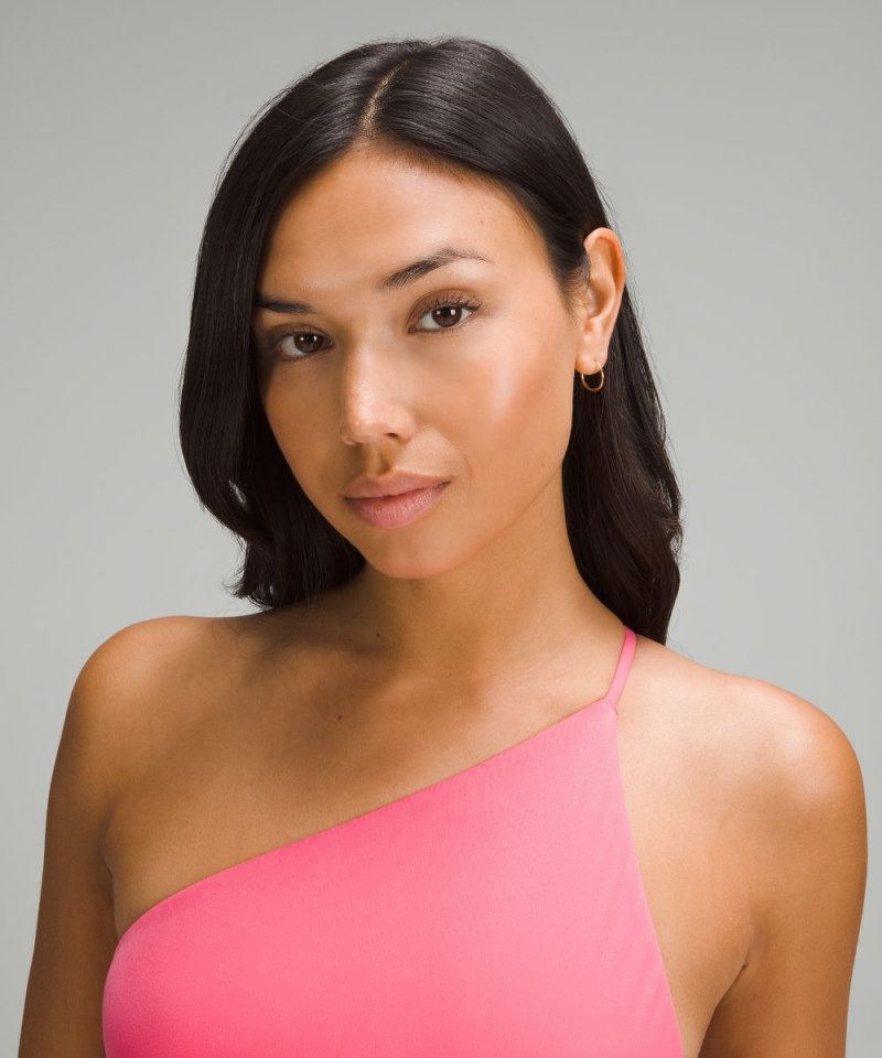 Lululemon Wundermost Ultra-Soft Nulu One-Shoulder Spaghetti-Strap Bodysuit Glaze Pink Online Outlet Sale