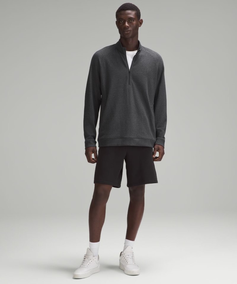 Lululemon Textured Double-Knit Cotton Half Zip Heathered Black / Black Online Outlet Sale