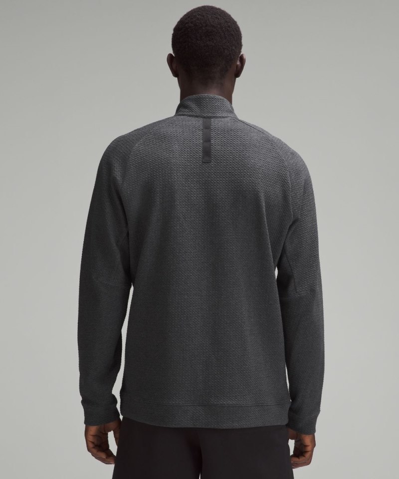 Lululemon Textured Double-Knit Cotton Half Zip Heathered Black / Black Online Outlet Sale