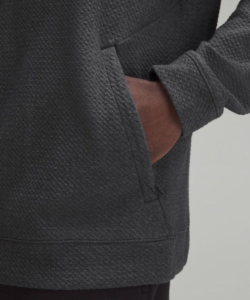 Lululemon Textured Double-Knit Cotton Half Zip Heathered Black / Black Online Outlet Sale