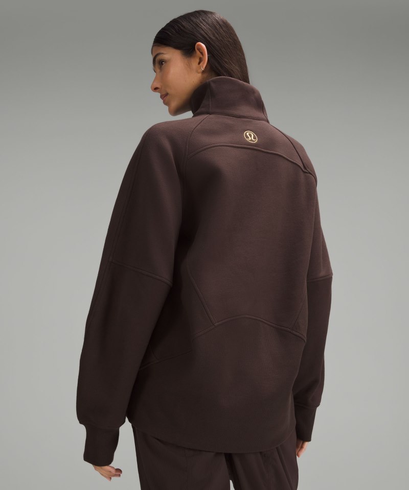 Lululemon Scuba Oversized Funnel-Neck Half Zip *Long Espresso / Gold Online Outlet Sale