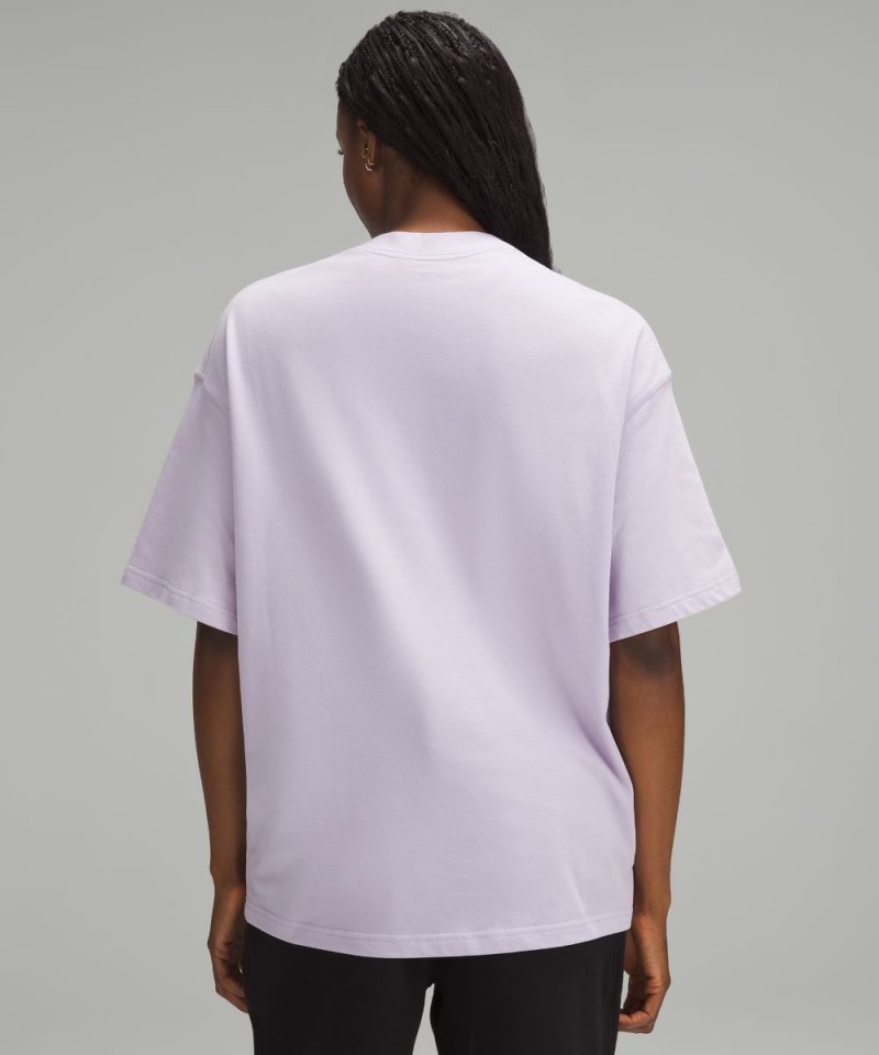 Lululemon Brushed Heavyweight Cotton Crewneck T-Shirt Lilac Ether Online Outlet Sale