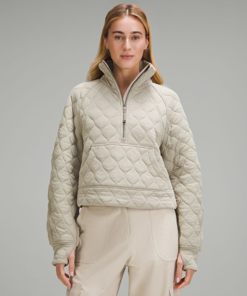 Lululemon Scuba Oversized Quilted Half Zip Riverstone Online Outlet Sale