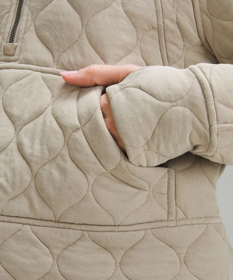 Lululemon Scuba Oversized Quilted Half Zip Riverstone Online Outlet Sale