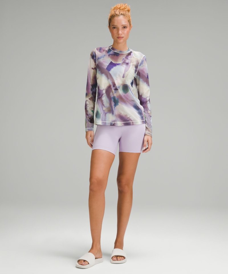 Lululemon Keyhole Mesh Long-Sleeve Shirt Ink Islands Mauve Multi Online Outlet Sale