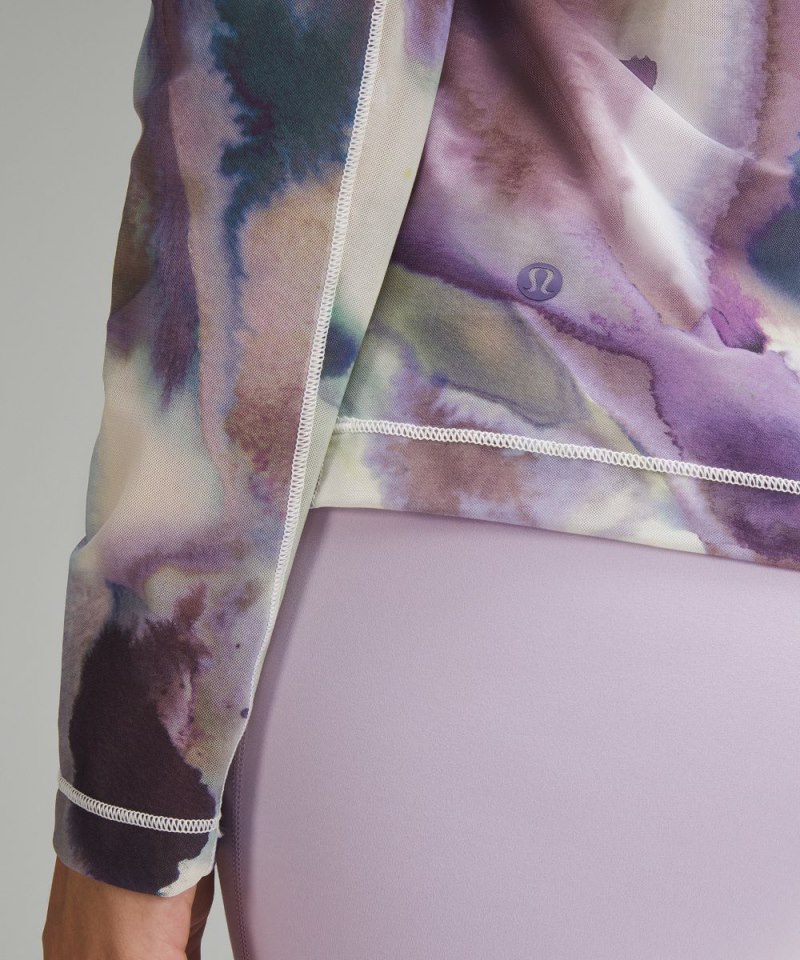 Lululemon Keyhole Mesh Long-Sleeve Shirt Ink Islands Mauve Multi Online Outlet Sale