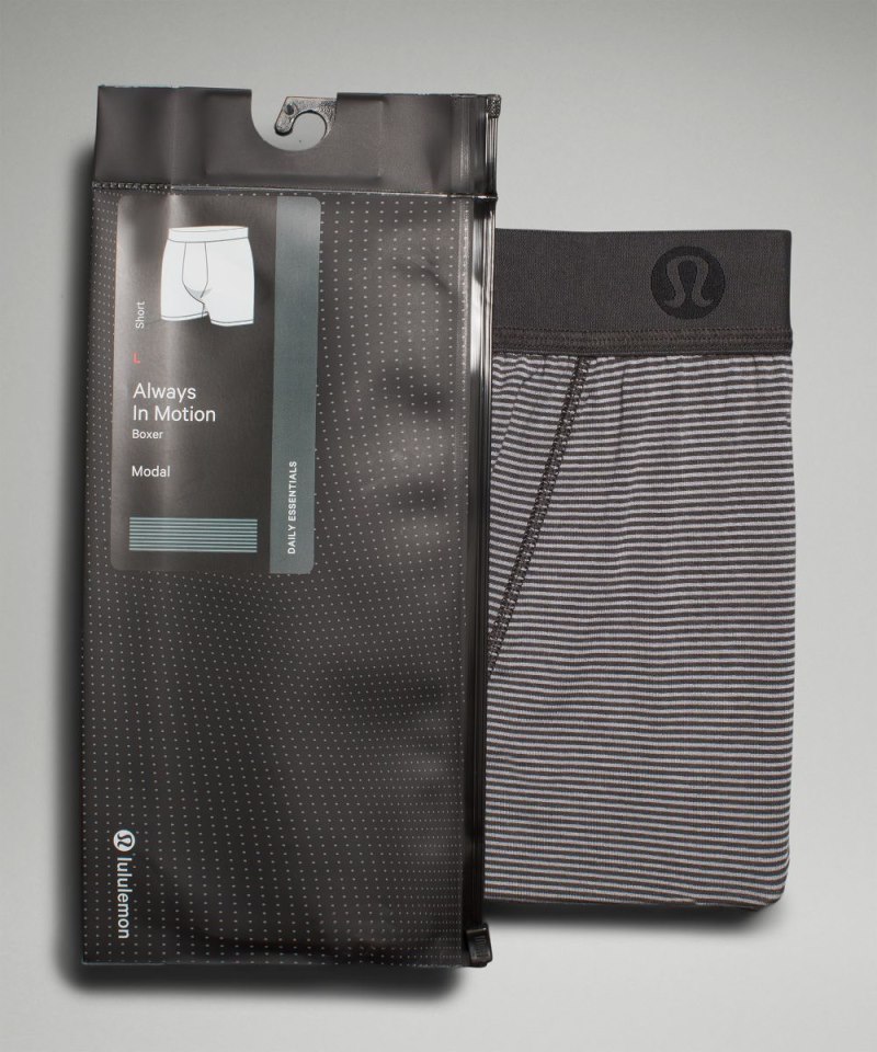 Lululemon Always In Motion Boxer 5" Jumie Stripe Rhino Grey Graphite Grey Online Outlet Sale