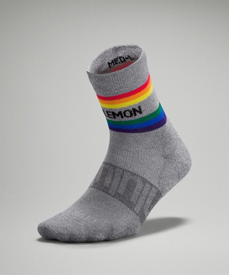 Lululemon Women's Daily Stride Mid-Crew Sock Stripe lululemon *Wordmark Heather Grey Online Outlet Sale