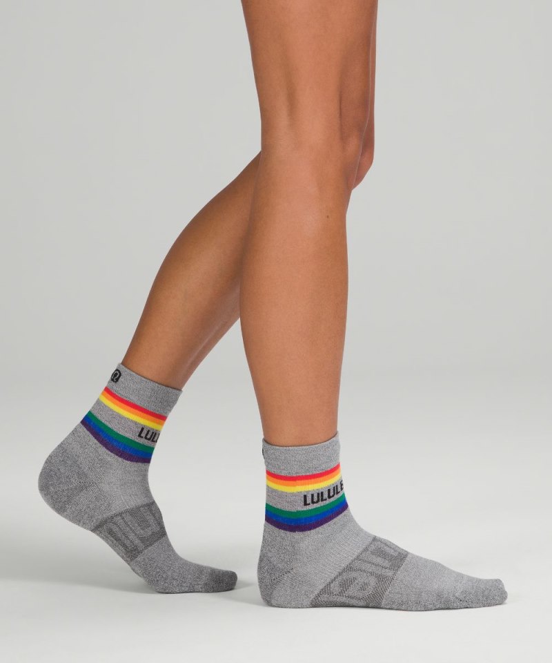 Lululemon Women's Daily Stride Mid-Crew Sock Stripe lululemon *Wordmark Heather Grey Online Outlet Sale