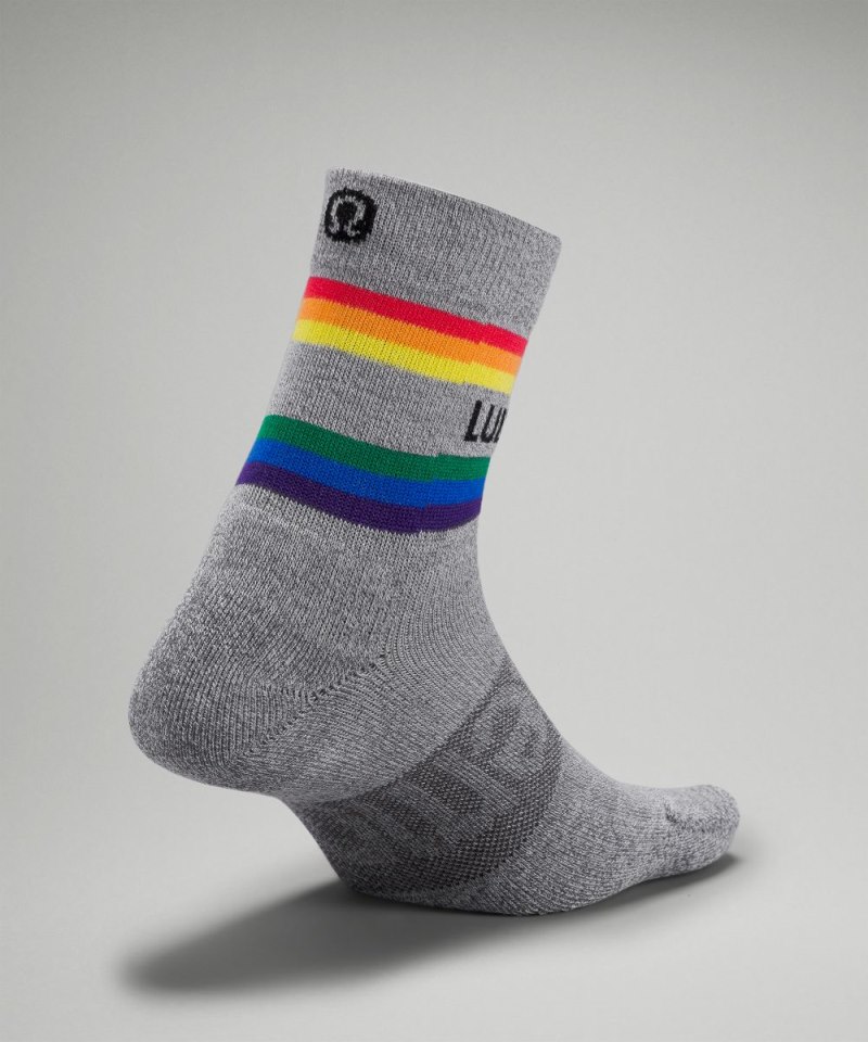 Lululemon Women's Daily Stride Mid-Crew Sock Stripe lululemon *Wordmark Heather Grey Online Outlet Sale