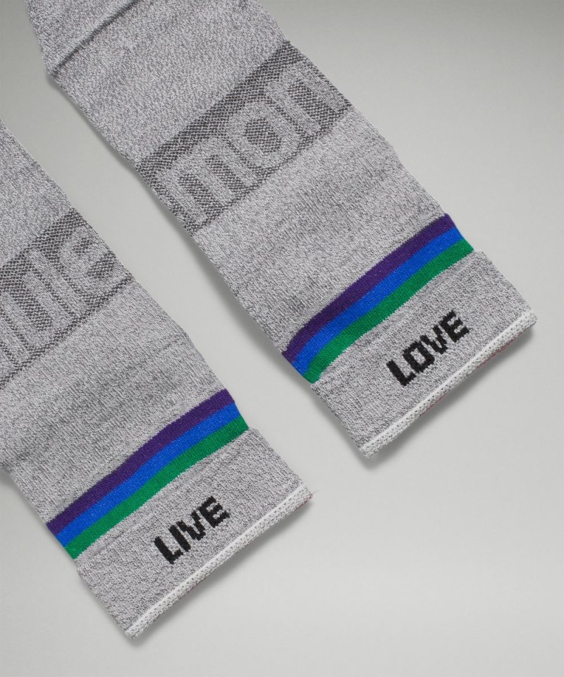 Lululemon Women's Daily Stride Mid-Crew Sock Stripe lululemon *Wordmark Heather Grey Online Outlet Sale