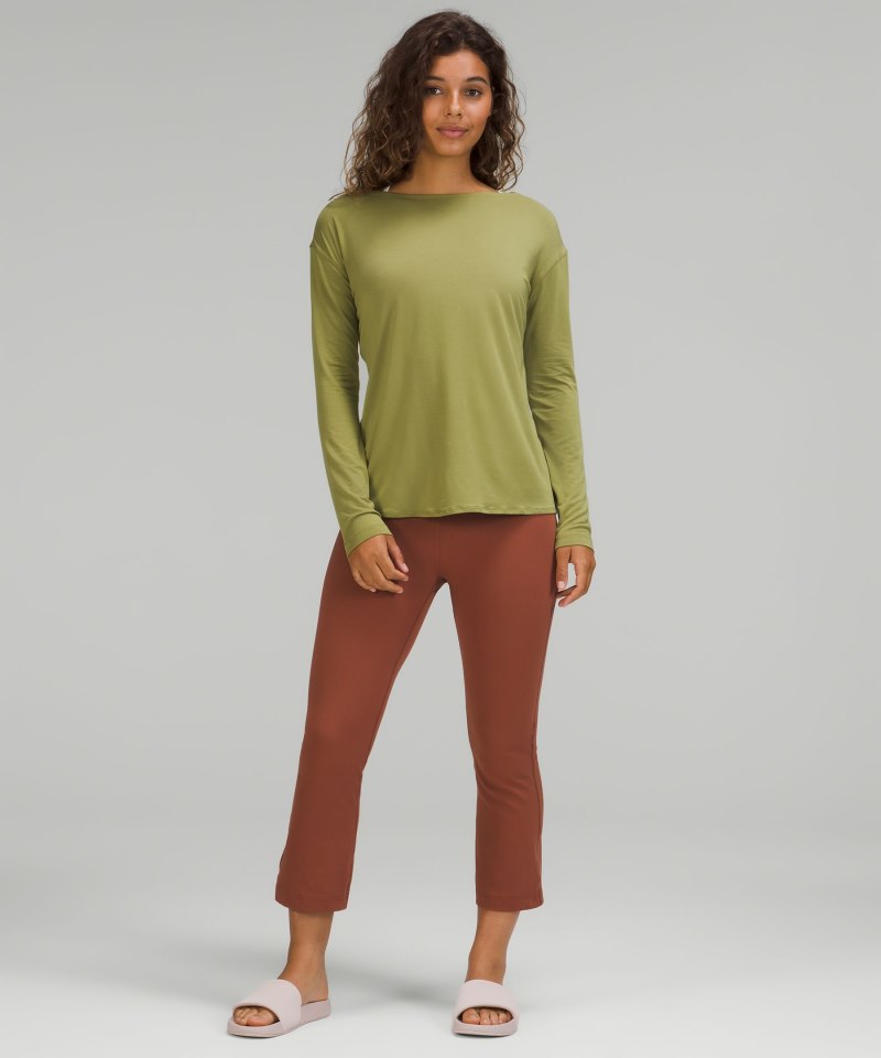 Lululemon Modal-Blend Open-Back Long Sleeve Shirt Bronze Green Online Outlet Sale