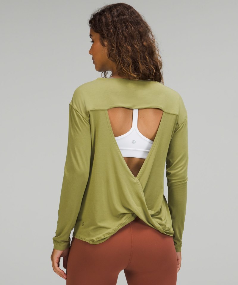 Lululemon Modal-Blend Open-Back Long Sleeve Shirt Bronze Green Online Outlet Sale