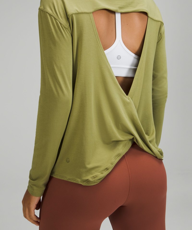 Lululemon Modal-Blend Open-Back Long Sleeve Shirt Bronze Green Online Outlet Sale