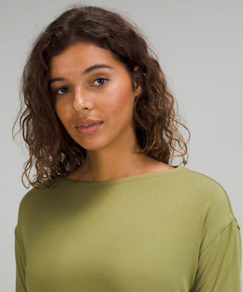 Lululemon Modal-Blend Open-Back Long Sleeve Shirt Bronze Green Online Outlet Sale