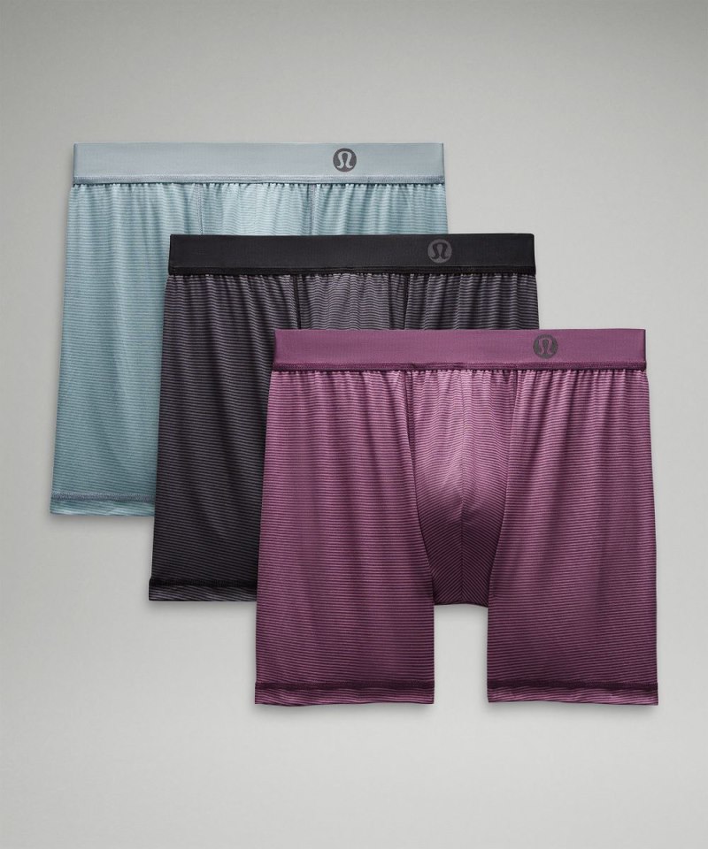Lululemon Always In Motion Boxer 5" *3 Pack Jumie Stripe Anchor Black / Jumie Stripe Cloud Blue Belgian Blue / Jumie Stripe Cyber Violet Grape Thistle Online Outlet Sale