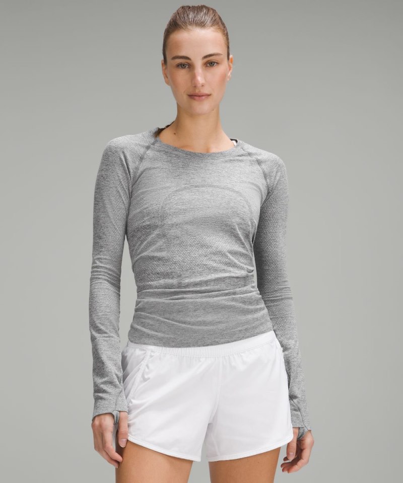 Lululemon Swiftly Tech Long-Sleeve Shirt 2.0 *Hip Length Slate / White Online Outlet Sale