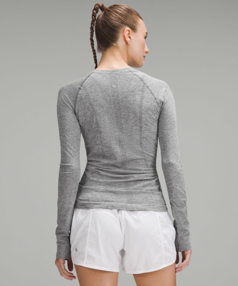 Lululemon Swiftly Tech Long-Sleeve Shirt 2.0 *Hip Length Slate / White Online Outlet Sale