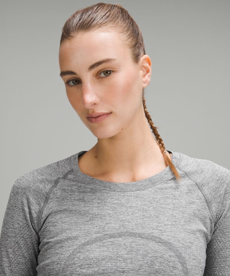 Lululemon Swiftly Tech Long-Sleeve Shirt 2.0 *Hip Length Slate / White Online Outlet Sale