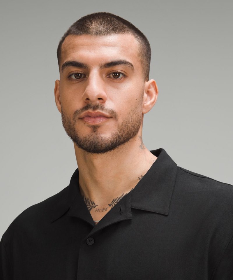 Lululemon Lightweight Camp Collar Button-Up Shirt Black Online Outlet Sale