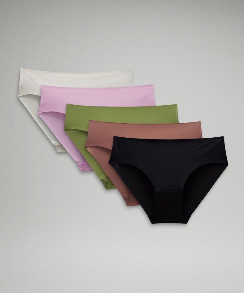 Lululemon InvisiWear Mid-Rise Bikini Underwear *5 Pack Black / Bone / Vitapink / Twilight Rose / Herbaceous Green Online Outlet Sale