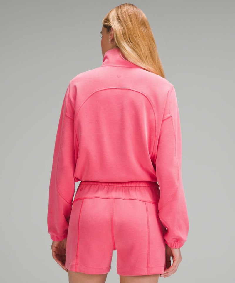 Lululemon Brushed Softstreme Half Zip Glaze Pink Online Outlet Sale