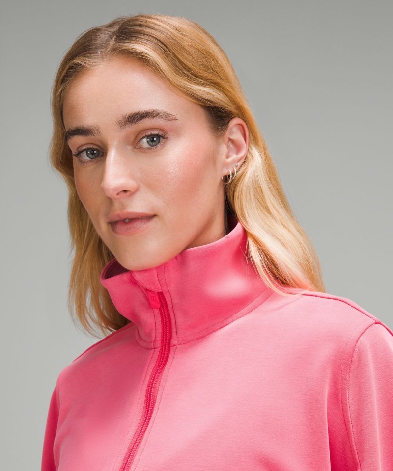 Lululemon Brushed Softstreme Half Zip Glaze Pink Online Outlet Sale