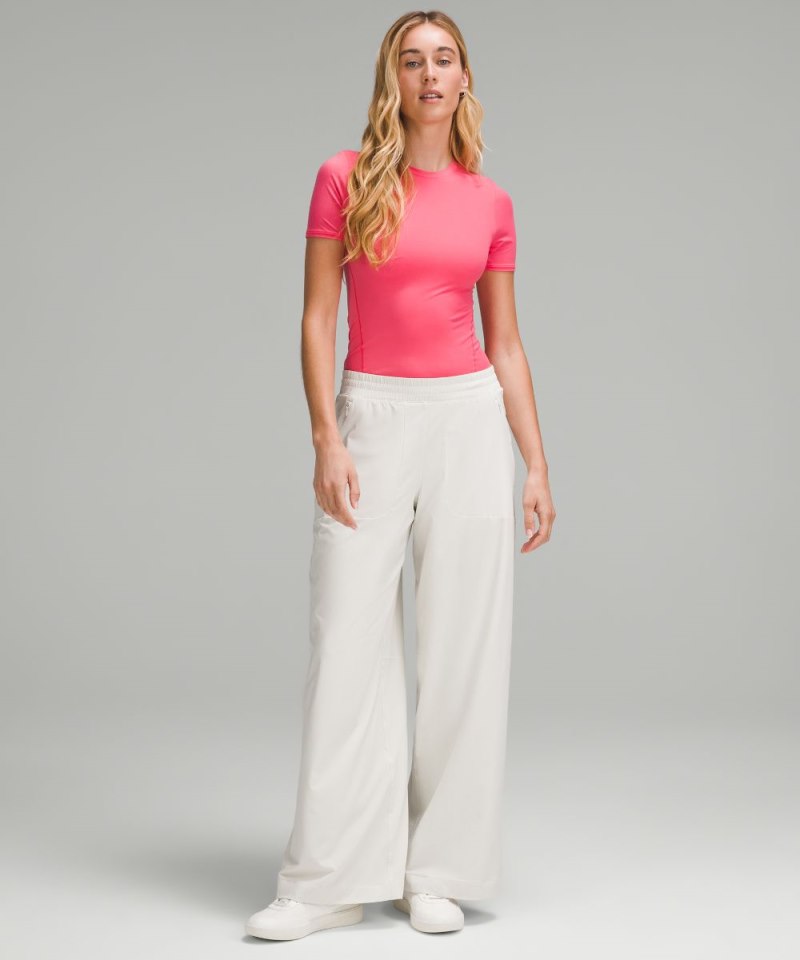 Lululemon Wundermost Ultra-Soft Nulu Hip-Length Crew Short-Sleeve Shirt Glaze Pink Online Outlet Sale